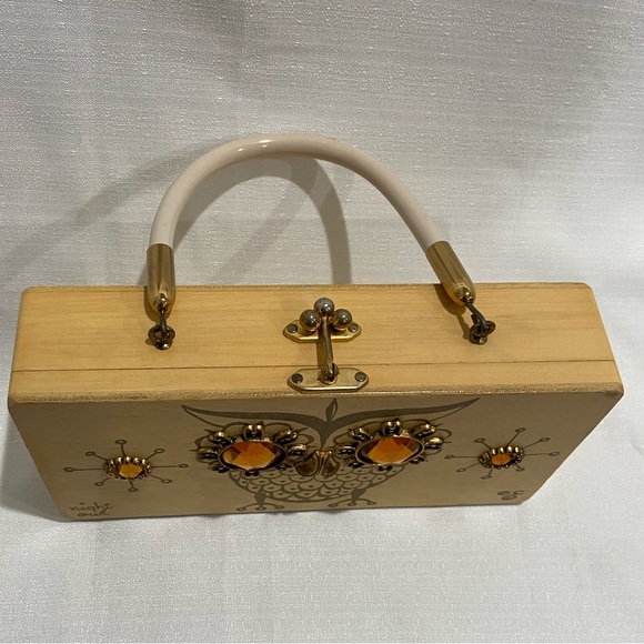Vintage 1960's Enid Collins 'Night Owl' Wood Box Bag - Picture 3 of 11